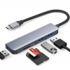 Rozdzielacz USB-C na 3x USB + kart SD + TF | adapter, rozgałęźnik typ C 5w1 | HUB