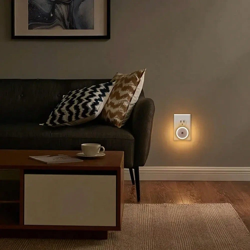 Inteligentna lampka nocna LED z czujnikiem zmierzchu | Lampka nocna do kontaktu  z ciepłym światłem | JL-510