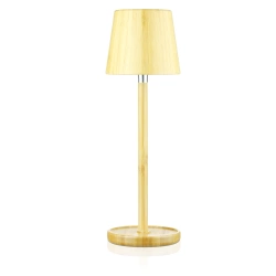 Bambusowa lampka stołowa LED  z dotykową regulacją barwy | Bezprzewodowa lampka nocna w wbudowanym akumulatorem 1500 mAh, USB-C | YG-VM41C