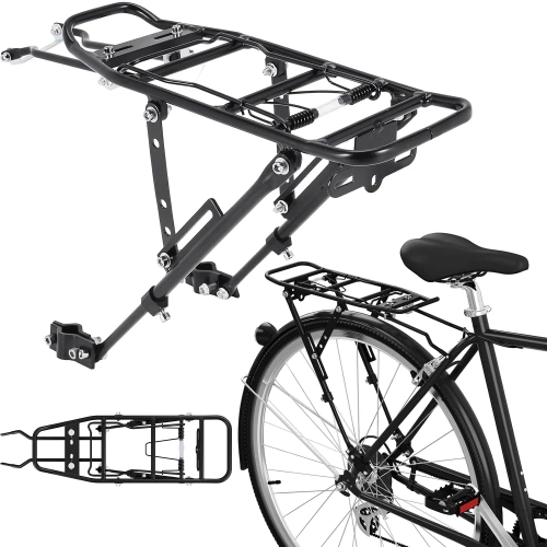 Uniwersalny tylny bagażnik rowerowy z klapką sprężynową | Aluminiowy regulowany bagaznik do 27 kg |   BIK-ZJ667