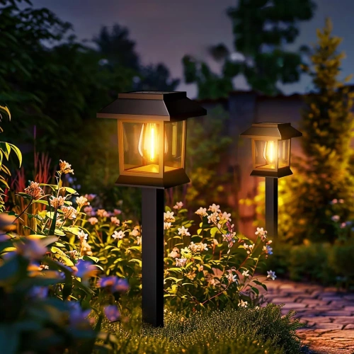 Ogrodowa lampka solarna LED | Wbiajny słupek | HK-115B