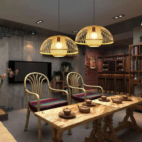 Ręcznie robiona lampa bambusowa wisząca | BOHO | Chiński żyrandol