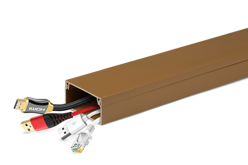 Listwa maskująca do kabli RTV, kanał kablowy, maskownica | Taśma samoprzylepna 3M | 1 metr, 40x20mm, brązowa | ZXC-20-1M