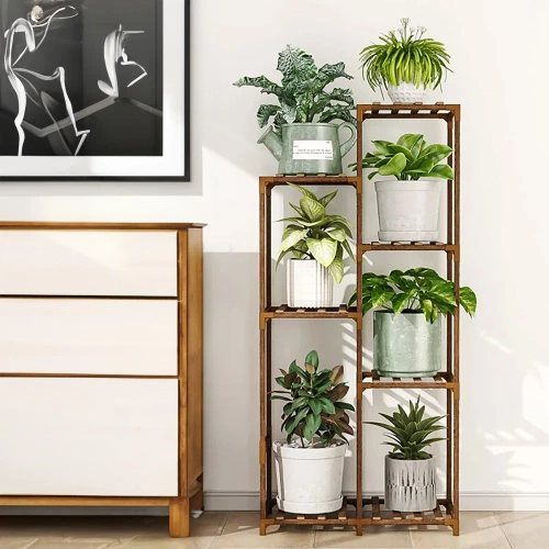 Drewniany kwietnik na doniczki | Stojak na rośliny | Regał na kwiaty | NZ238-BAMBOO