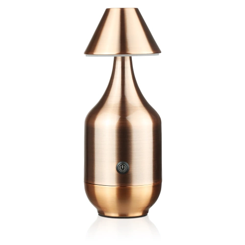 Miedziana lampa stołowa LED z wbudowanym akumulatorem | Dotykowa lampka nocna z regulacją mocy oraz barwy | Nowoczesna lampa do restauracji, hotelu, salonu | YG-D030-COPPER
