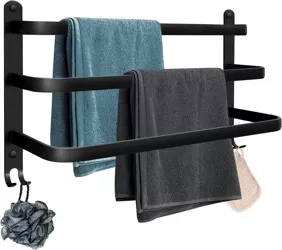 Wieszak na ręczniki | Uchwyt ścienny do łazienki | Drążek łazienkowy | MJR-50CM-3-BLACK
