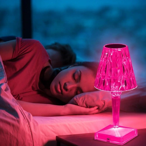 Kryształowa lampka nocna | Lampka sterowana dotykiem lub za pomocą pilota | Nowoczesna lampka LED, z możliwością zmiany kolorów. | DTL-C16-RGB
