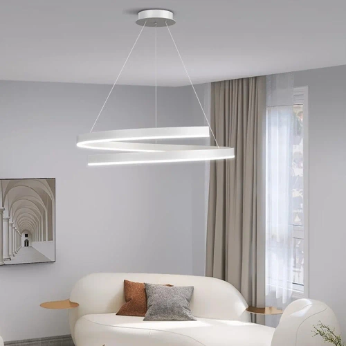 Nowoczesna lampa wisząca 60 cm | Spiralna lampa LED 80W | RLO-60CM-80W-W