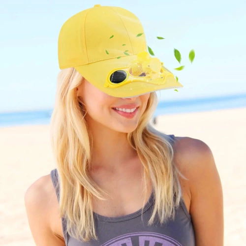 Czapka solarna z wiatrakiem | Czapka z daszkiem z wbudowanym wiatraczkiem | Czapka chłodząca | SFH-8934-YELLOW