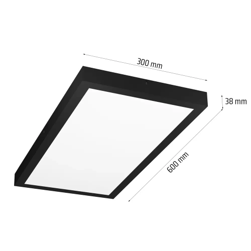 Panel sufitowy LED | Natynkowy plafon 60x30cm | 30W, 2850lm | czarny