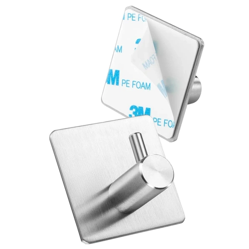 Srebrny haczyk na ubrania, ściereczki, ręczniki | Samoprzylepny uchwyt na akcesoria kuchenne | BXG-4PCS-SILVER