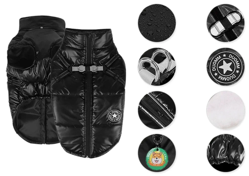 Zimowa kurtka dla psa z wbudowanymi szelkami  S | Ciepłe, wodoodporne  ubranie dla psa | PET-017S-BK