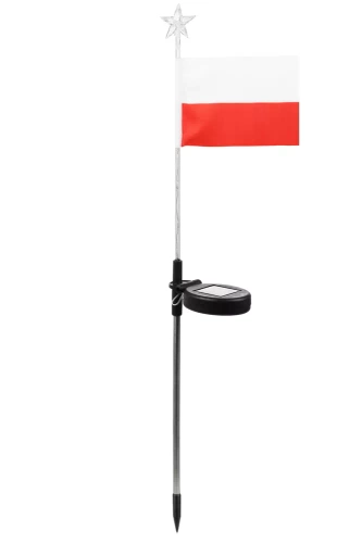 Ogrodowa lampka solarna LED wbijana flaga Polski | 73cm 600mAh | FLD-12-PO