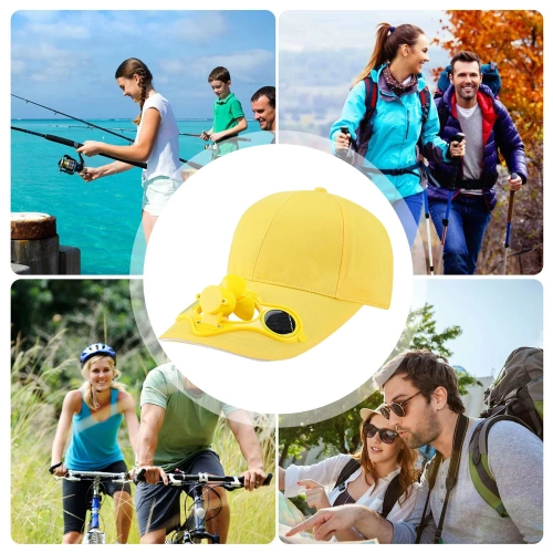Czapka solarna z wiatrakiem | Czapka z daszkiem z wbudowanym wiatraczkiem | Czapka chłodząca | SFH-8934-YELLOW