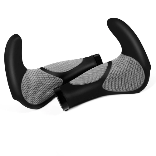 Chwyty rowerowe ergonomiczne z rogami | Antypoślizgowe uchwyty kierownicy | MTB, trekking | BHD-233-G