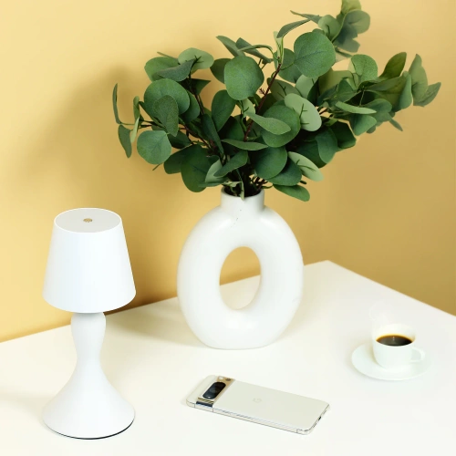 Bezprzewodowa lampka nocna z wbudowanym akumulatorem | Stylowa lampka stołowa z regulacją barwy oraz mocy świecenia | YG-D021-WHITE