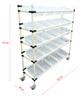 Wózek magazynowy 155x170x40 do konfekcjonowania towaru | 25 koszy, każdy po 39x30x11 cm | udźwig 75kg | metalowa konstrukcja