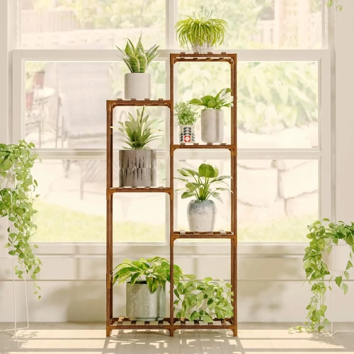 Drewniany kwietnik na doniczki | Stojak na rośliny | Regał na kwiaty | NZ238-BAMBOO