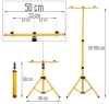 Zestaw oświetleniowy 100W 9500lm 3 w 1 | 2x naświetlacz halogen 50W ze statywem roboczym 1.6m i przewodem 3m