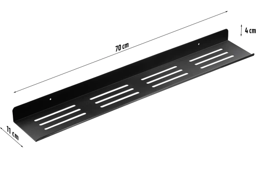 Metalowa półka łazienkowa | Czarna pólka pod prysznic 70cm | Półka wisząca | BDS-L70CM-B