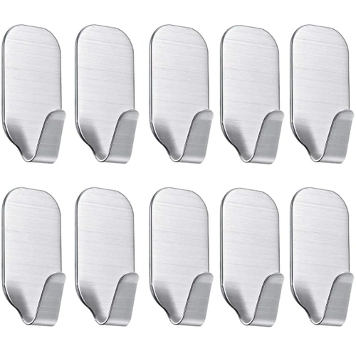 Hak meblowy | Stalowy uchwyt łazienkowy | Samoprzylepny haczyk na ściereczki, ręczniki, akcesoria kuchenne | BXV-10PCS-SILVER