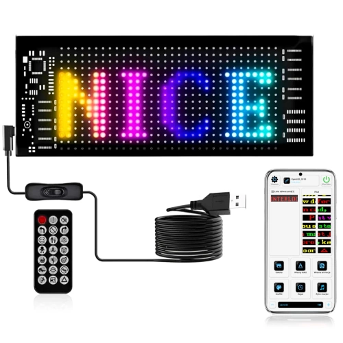 Programowalna tablica LED „Devil Eyes” 70 x 173 mm | Panel LED RGB do auta i ciężarówki | Personalizowane napisy i animacje |HRP-1632