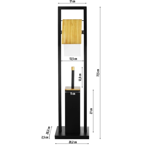 Zestaw łazienkowy 2 w 1 | Szczotka do WC z uchwytem na papier toaletowy | Stojak na papier | GY-TB018-BLACK