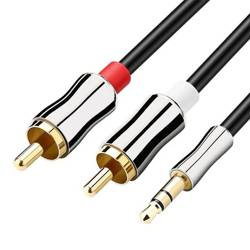 Kabel Jack <> 2x RCA (Chinch) | pozłacane złącza | HQ | AC-3-3M-Silver