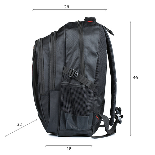 Uniwersalny, mocny plecak z komorą na laptopa | 30l, 3 komory, nylon balistyczny 1680D | czarny | BR11