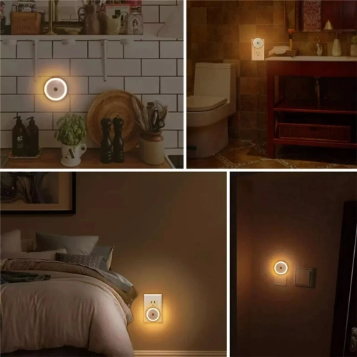 Inteligentna lampka nocna LED z czujnikiem zmierzchu | Lampka nocna do kontaktu  z ciepłym światłem | JL-510