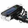  Solarna lampka rowerowa z mocnym LED 350 lm, klaksonem 120 dB i ładowaniem USB/solarnym | Oświetlenie rowerowe z klaksonem  | QX-LY-17