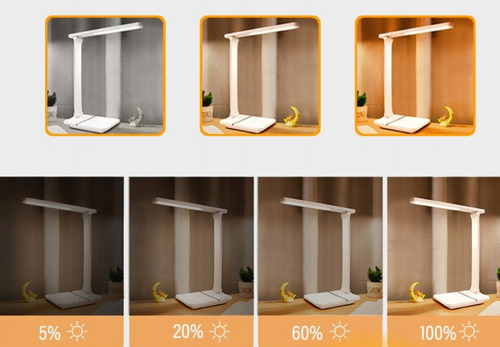 Lampka biurkowa LED z ładowarką indukcyjną | biała | WD-F05-WHITE