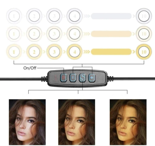 Lampa pierścieniowa LED 16 cm ze statywem 25 cm | Kompaktowy zestaw do makijażu, streamingu i fotografii |