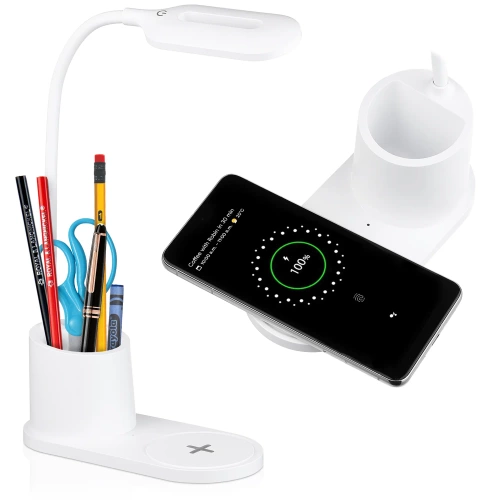 Lampka biurkowa LED z ładowarką indukcyjną | biała | WD-T03-WHITE