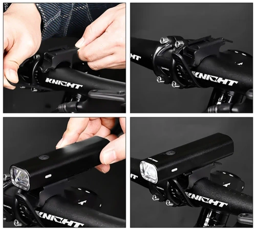 Reflektor rowerowy LED 400 lm USB-C | Wodoodporna lampka na rower z trybem SOS | Mocna lampka z wbudowanym akumulatorem | XJLQD