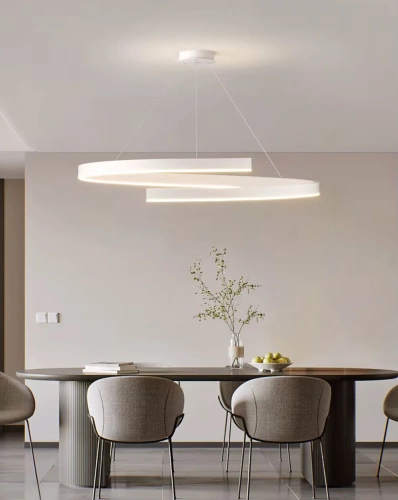 Nowoczesna lampa wisząca 60 cm | Spiralna lampa LED 80W | RLO-60CM-80W-W