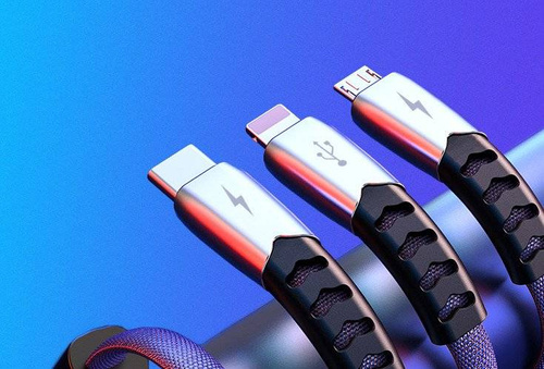 3w1 1M | Wzmacniany kabel USB do telefonu 3w1 - Micro USB, Type-C, Lightning (iPhone) | UC-009