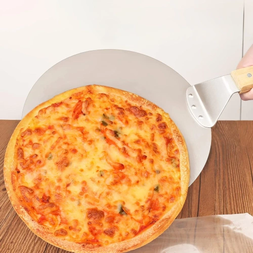 Stalowa łopatka do pizzy | Szufla do chleba, wypieków | Okrągła łopatka do pieca | MD-120-SILVER
