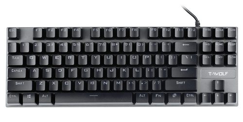 Gamingowa klawiatura mechaniczna z podświetleniem LED RGB, TKL, niebieskie przełączniki | T18
