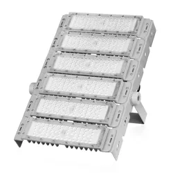 Profesjonalny halogen 300W LED | Mocne oświetlenie do hal sportowych, fabryk, domu | Aluminiowa lampa | Naświetlacz z regulowanym uchwytem | TMN-300W-SILVER
