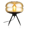 Stylowa lampka nocna z szklanym kloszem | Nowoczesna szklana lampka stołowa | BH-233-BROWN