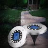 Solarna lampka najazdowa, ogrodowa, gruntowa, wbijana | 16 LED | Stal nierdzewna | ⌀ 11,5cm | YNG-16LED-WC