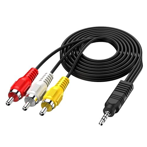  Kabel audio-video mini jack 3,5 mm TRRS  | 3× RCA 1,5 m – przewód AV do TV, projektora, kina domowego | AV-C1.5M-B