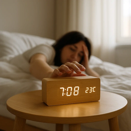 Drewniany zegar cyfrowy LED z termometrem | Budzik z 3 alarmami | SXM-016