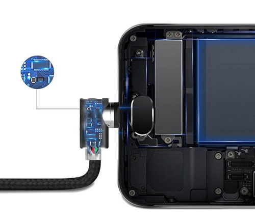 3w1 1M | Kątowy kabel magnetyczny | 3 końcówki - Micro, Type-C i Lightning | Quick Charge 3.0 | AM51