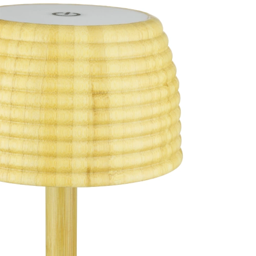 Bambusowa lampka stołowa LED  z dotykową regulacją barwy | Bezprzewodowa lampka nocna w wbudowanym akumulatorem 1500 mAh, USB-C | YG-VM41B