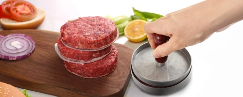 Forma do burgera | Praska do mięsa | Forma do przyrządzenia mięsa na grilla | HM-S117-SILVER