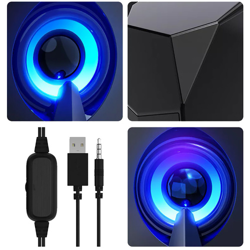 Głośniki komputerowe 2.0 z podświetleniem LED | 6W RMS 20Hz-20kHz 4ohm | S5