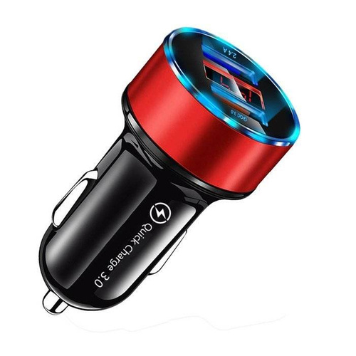 Szybka ładowarka samochodowa 2x USB z wyświetlaczem LED | Quick Charge 3.0 | Miernik napięcia | CA-003