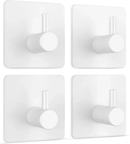 Biały haczyk na ubrania, ściereczki, ręczniki | Samoprzylepny uchwyt na akcesoria kuchenne | BXG-4PCS-WHITE